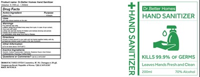 05 Dr.better Homes Hand Sanitizer 200ml Label